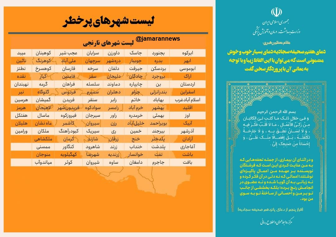 لیست رنگ بندی شهرهای ایران از نظر کرونا (2)