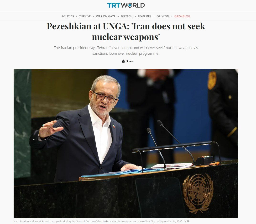 بازتاب سخنان رئیس جمهور پزشکیان در رسانه‌های جهان (5)