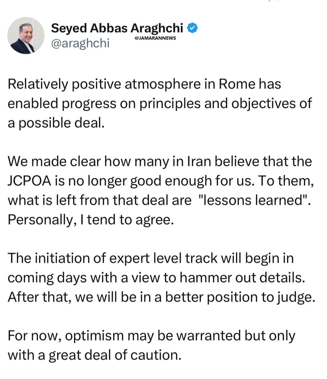 پیام جدید عراقچی