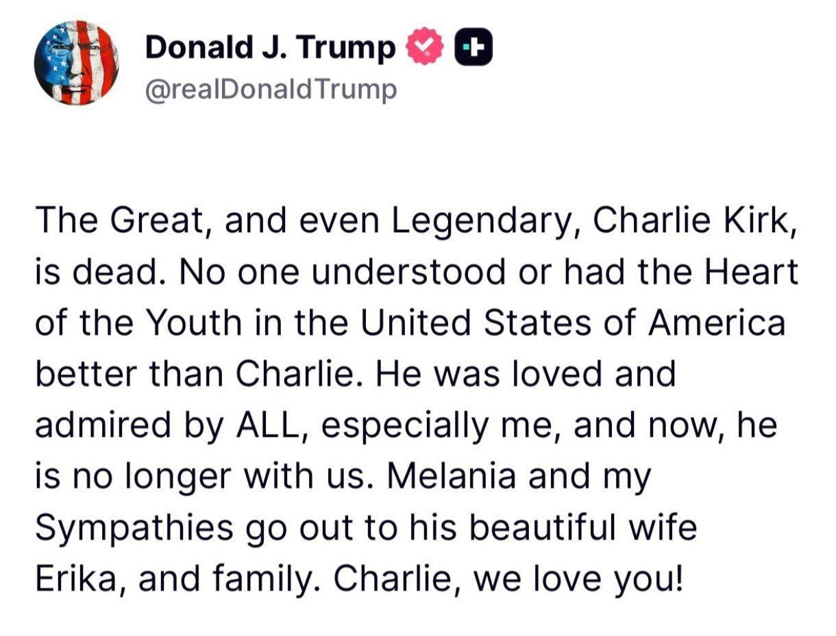 ترامپ مرگ چارلی کرک را تایید کرد