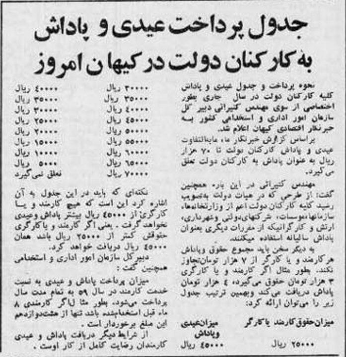 عیدی امسال و سال 59