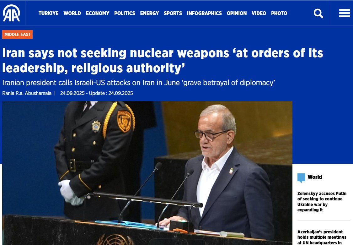 بازتاب سخنان رئیس جمهور پزشکیان در رسانه‌های جهان (3)