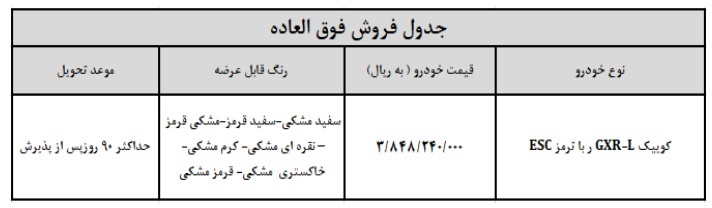 طرح فروش فوری کوییک تیر 1403