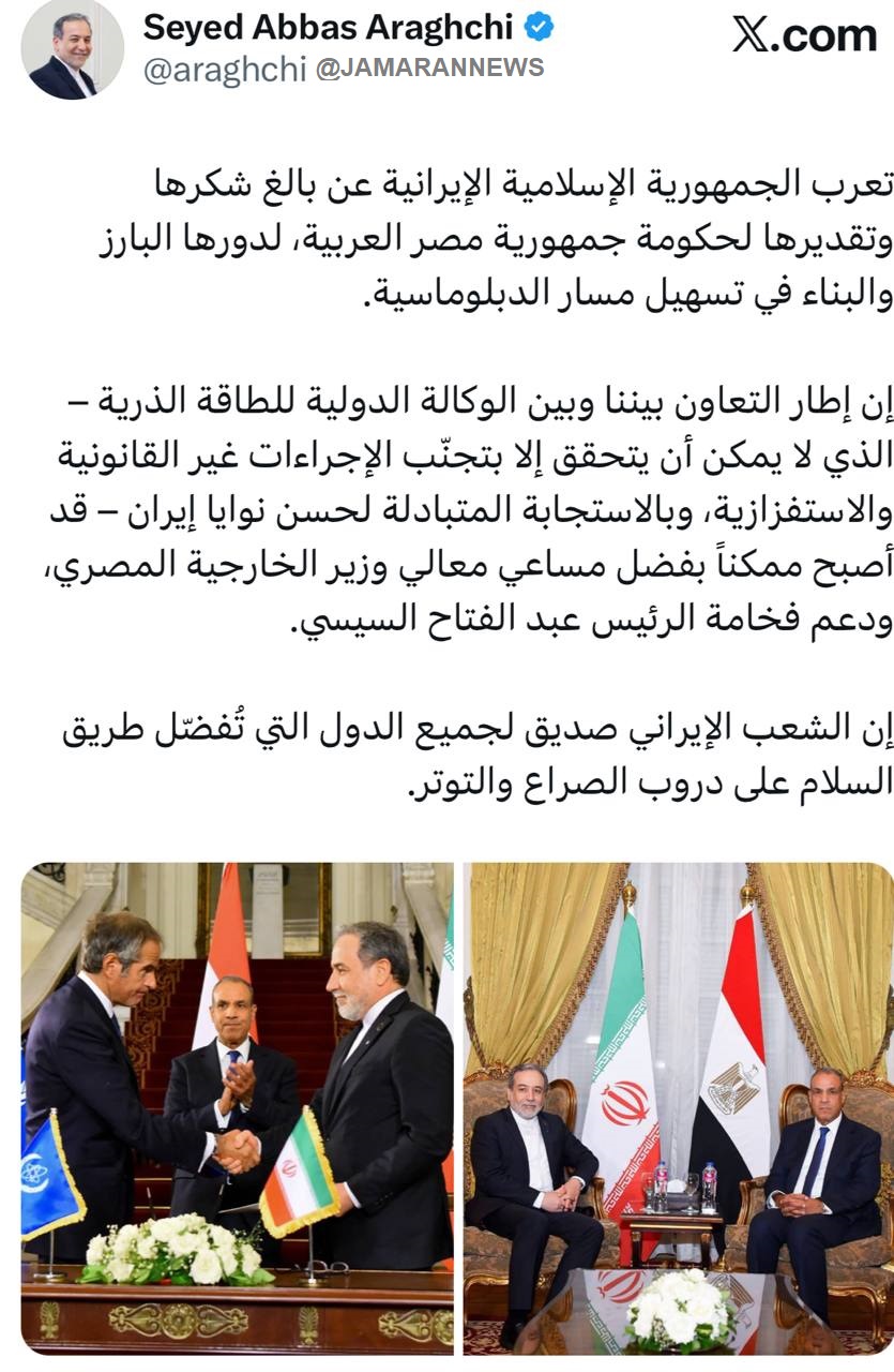 عراقچی از مصری ها قدردانی کرد