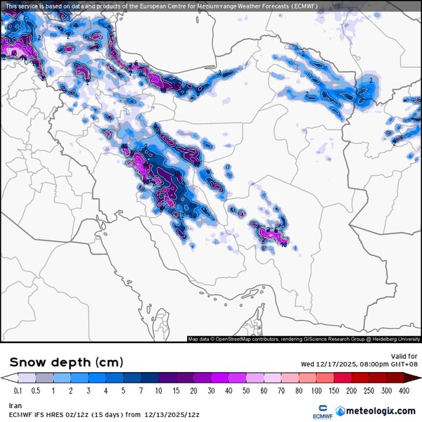 نقشه برف در ایران 4