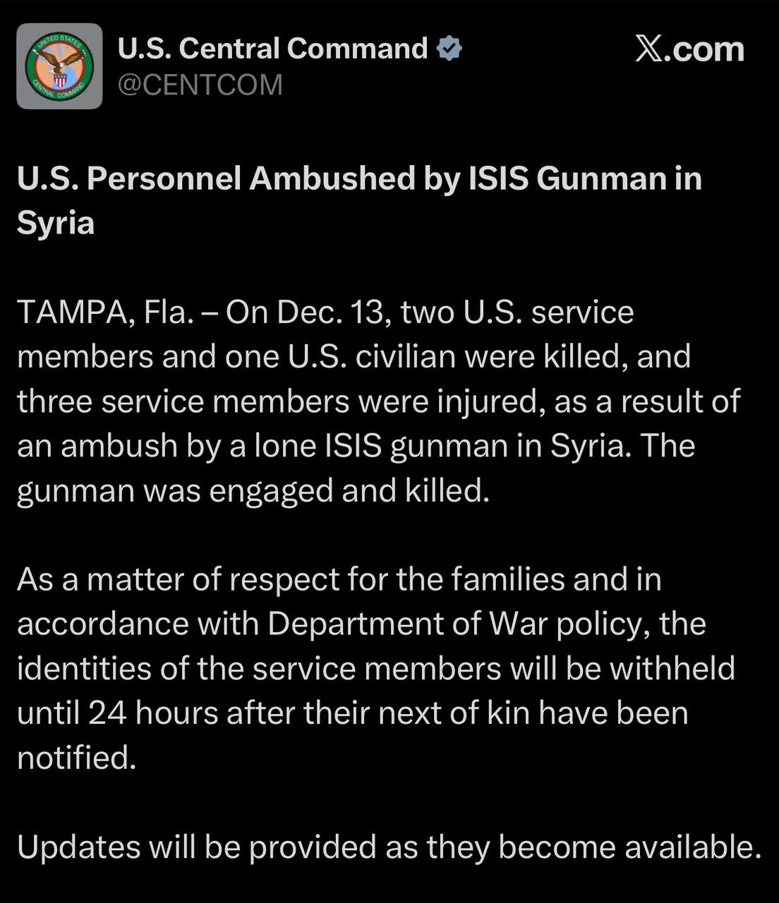 3 آمریکایی در سوریه کشته شدند