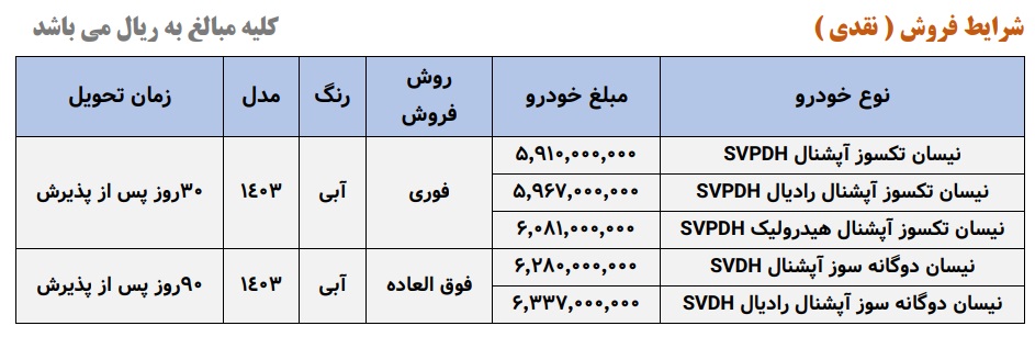 شرایط فروش وانت نیسان