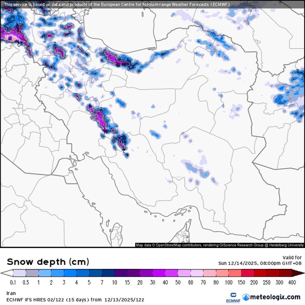 نقشه برف در ایران 1