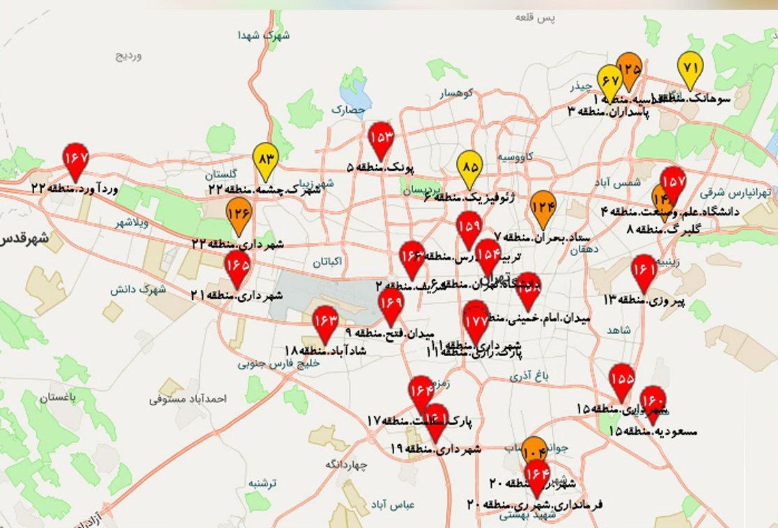 هوای شهر تهران در آستانه وضعیت قرمز