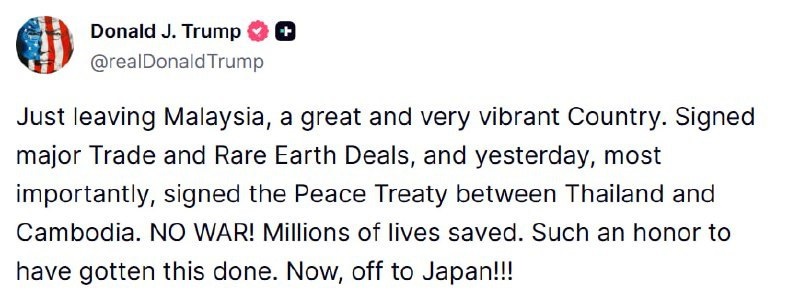 ترامپ از دستاوردهایش در مالزی گفت و رفت ژاپن
