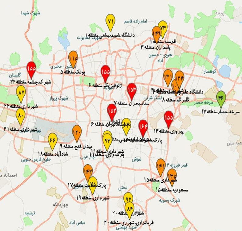 هوای تهران در وضعیت ناسالم