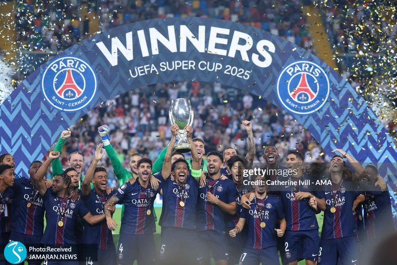 جشن قهرمانی پاری سن ژرمن در سوپرکاپ اروپا