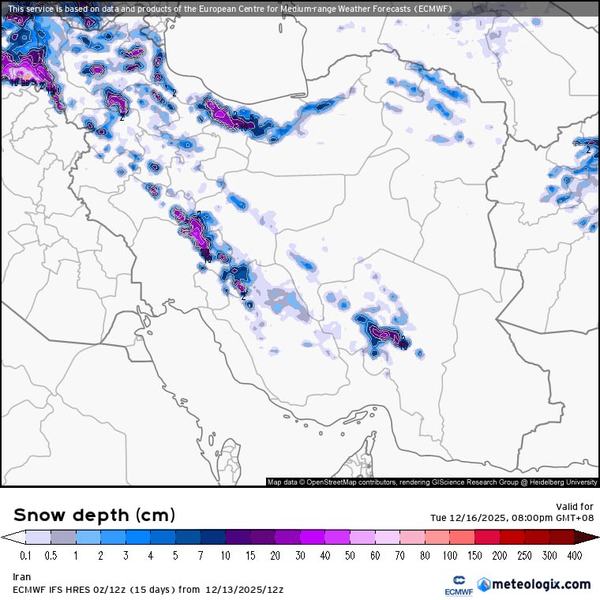 نقشه برف در ایران 3