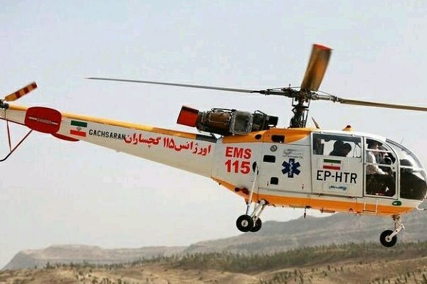 امداد رسانی اورژانس هوایی به بیمار قلبی در منطقه پیچاب باشت