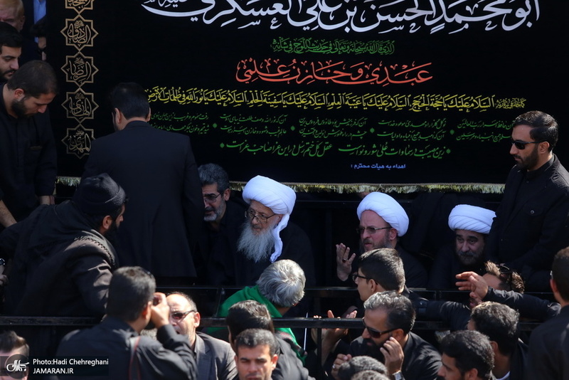 دسته عزاداری شهادت امام عسکری(ع) با حضور آیت العظمی وحید خراسانی