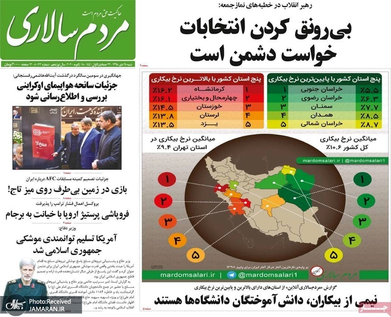 گزیده روزنامه های 28 دی 1398