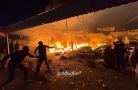 تصاویری از آتش‌سوزی چادرهای آوارگان در نتیجه حمله رژیم اسرائیل (3)