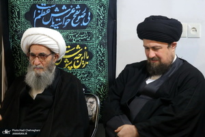 عزاداری شهادت حضرت فاطمه(س) در بیت آیت الله دوستی زنجانی با حضور سید حسن خمینی