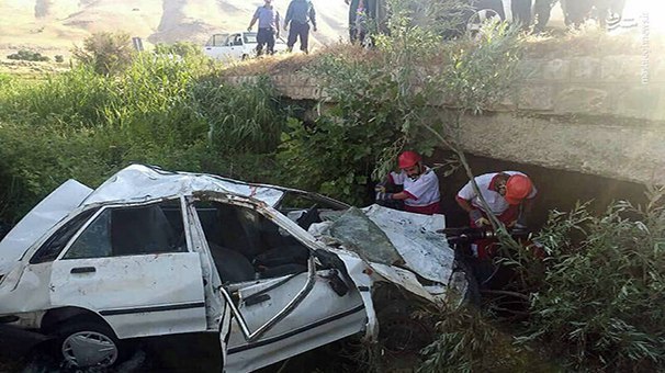 سقوط پراید از پل تخریب‌شده کاکارضا و مرگ سه نفر