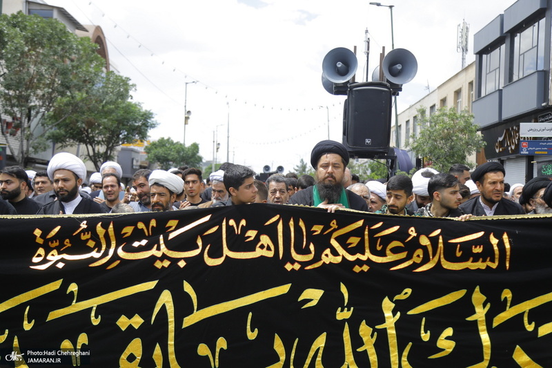 دسته عزاداری روز شهادت امام جعفر صادق (ع) با حضور آیت الله العظمی وحید خراسانی