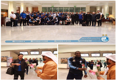استقبال مسئولان باشگاه الریان از کاروان استقلال در فرودگاه دوحه + عکس
