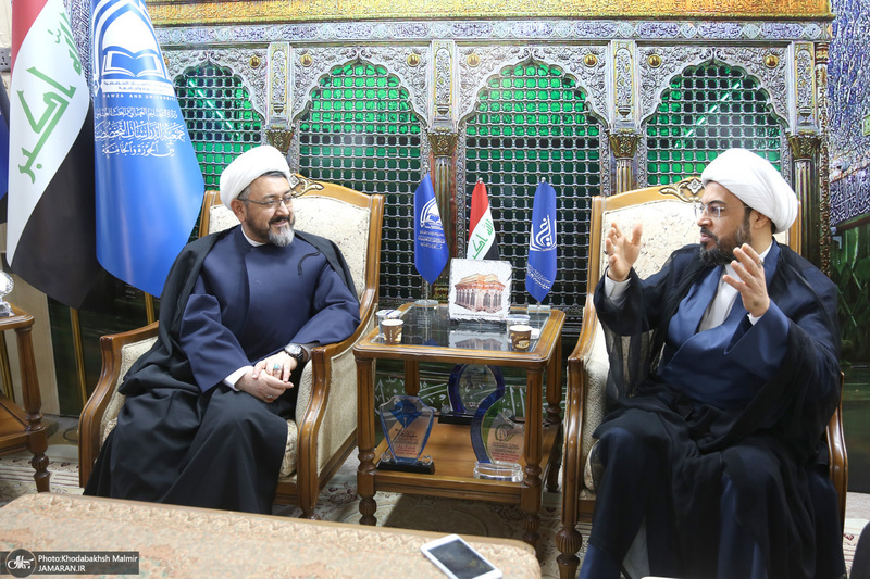 دیدار علی کمساری با شیخ الهاشمی رئیس موسسه الغری در نجف