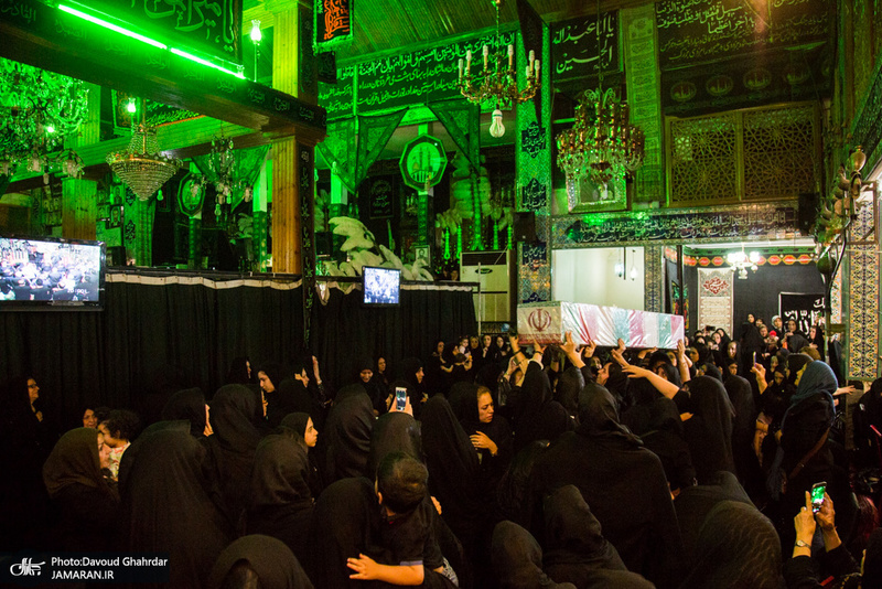 مراسم عزاداری شب شهادت حضرت رقیه(س) و تشییع پیکر پاک شهید تازه تفحص در تکیه دربند