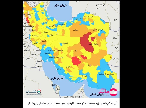 رنگ‌بندی کرونایی کشور از 29 آبان 1400 اعلام شد/ اسامی شهرهای قرمز + نقشه