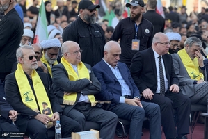 حضور علی لاریجانی در مراسم اولین سالگرد شهادت سید حسن نصرالله (ره)