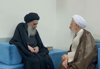 آیت الله العظمی جوادی آملی به دیدار آیت الله العظمی سیستانی رفت