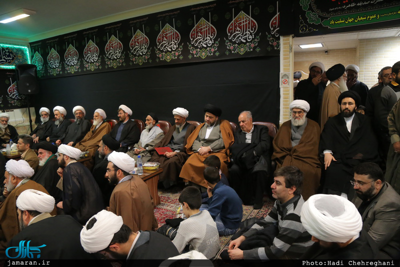 مراسم عزاداری حضرت زهرا(س) در مدرسه علمیه با حضور سید علی خمینی