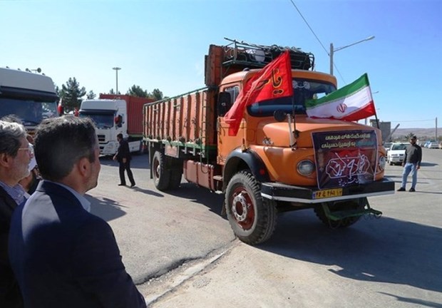 کامیونداران خراسانی به جمع خادمان اربعین حسینی پیوستند