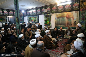 عزاداری شهادت حضرت فاطمه(س) در بیت آیت الله دوستی زنجانی با حضور سید حسن خمینی