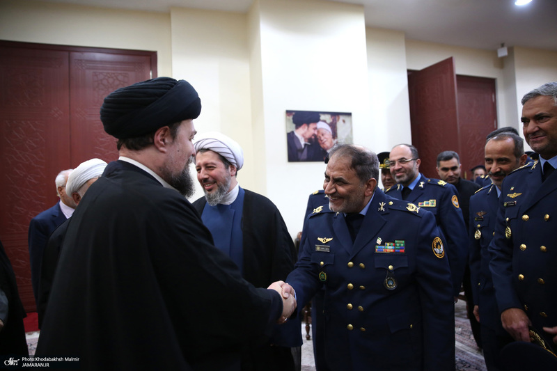 دیدار فرمانده نیری هوایی ارتش( امیر بهمن بهمرد )و جمعی از فرماندهان با سید حسن خمینی
