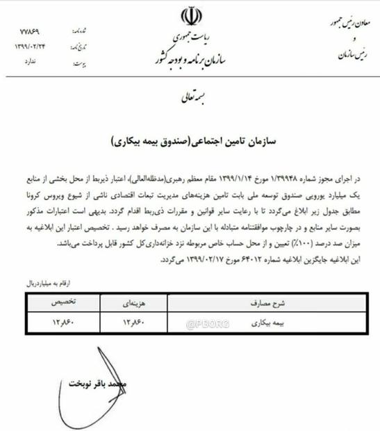 اختصاص 1286 میلیارد تومان از صندوق توسعه ملی به صندوق بیمه بیکاری تامین اجتماعی