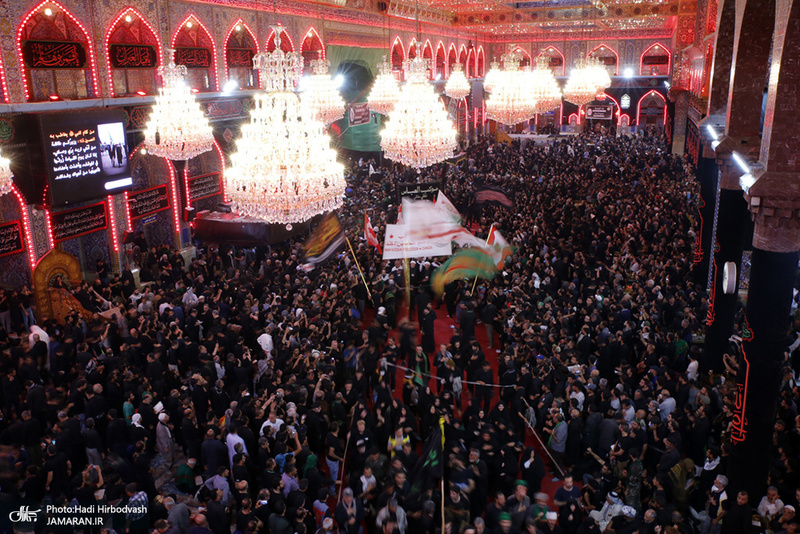 حرم امام حسین(ع) و حضرت عباس(س) در شب اربعین