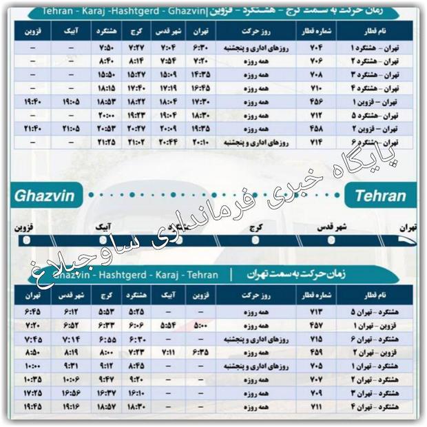 مرمت ریل و لغو قطار 9:20 هشتگرد - تهران