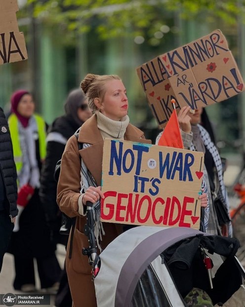 تظاهرات جدید سوئدی ها در مخالفت با جنگ نسل کشی رژیم صهیونسیتی در نوار غزه + عکس