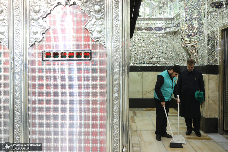 غباروبی ضریح مطهر حضرت عبدالعظیم حسنی (ع) و امام زاده حمزه (ع)