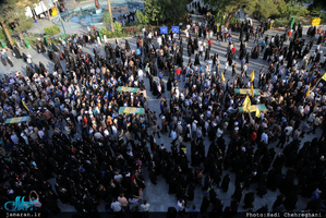 مراسم تشییع 5 شهید مدافع حرم حضرت زینب(س) در قم‎