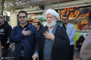 دسته عزاداری روز شهادت حضرت زهرا (س) با حضور آیت الله العظمی وحید خراسانی
