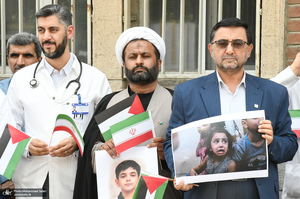 تجمع «از کربلای ایران تا کربلای غزه؛ یادمان شهدای کودک ایران و غزه» در بیمارستان امام خمینی
