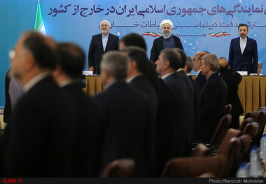 حضور روحانی در همایش روسای نمایندگی های جمهوری اسلامی ایران در خارج از کشور + تصاویر