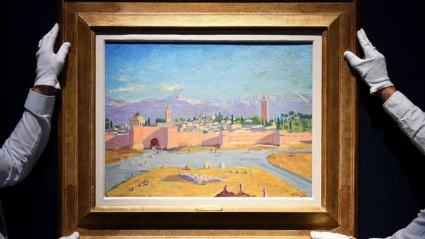 فروش نقاشی چرچیل متعلق به آنجلینا جولی در یک حراجی
