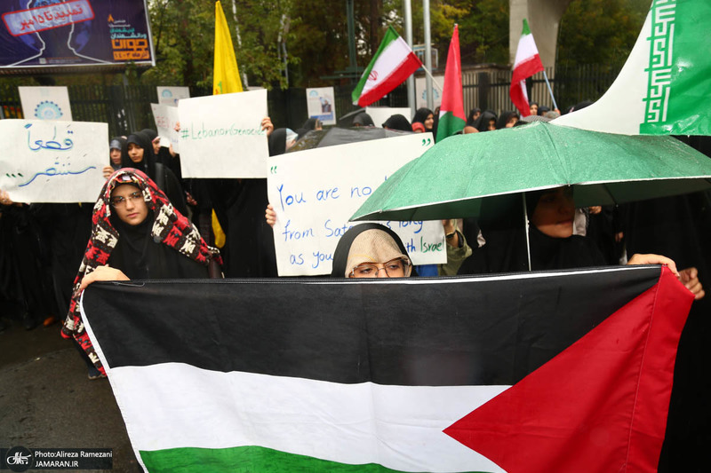 تجمع اعتراضی دانشجویان در دانشگاه تهران به جنایات رژیم صهیونیستی