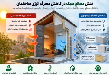 نقش مصالح سبک در کاهش مصرف انرژی ساختمان