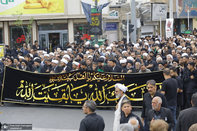 دسته عزاداری روز شهادت امام جعفر صادق (ع) با حضور آیت الله العظمی وحید خراسانی
