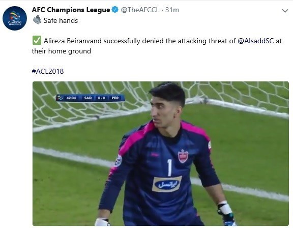 تمجید جالب AFC از علیرضا بیرانوند+ عکس