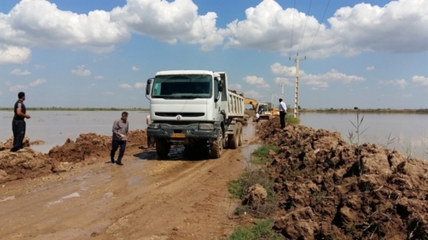 سیل بند روستای «سادات جعاوله» در اهواز ترمیم شد