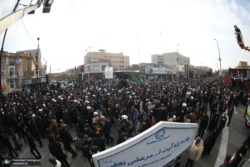 دسته عزاداری روز شهادت حضرت زهرا (س) با حضور آیت الله العظمی وحید خراسانی